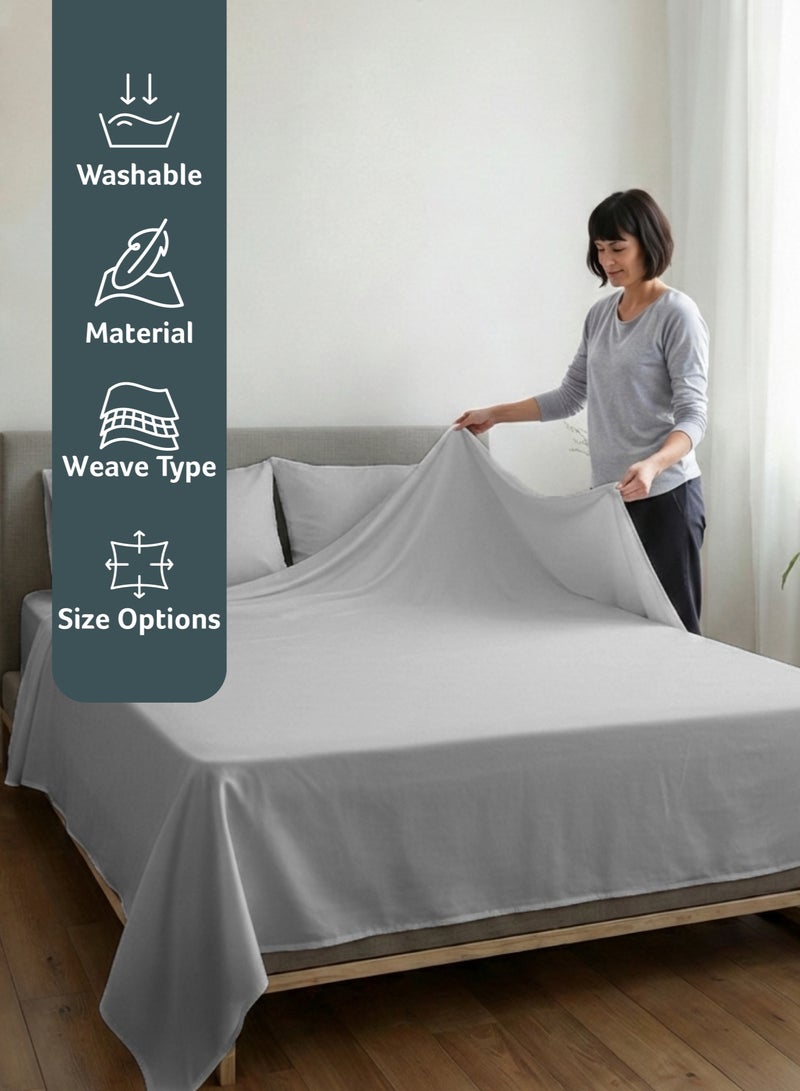 REST 3-Piece Grey Plush 240x260  Flat Bedsheet Set Includes 1 Deep Pocket Flat Bedsheet and 2 Pillow Covers, Breathable and Machine Washable - Image 4